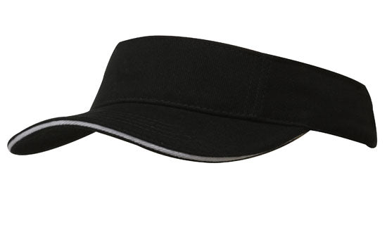 Headwear Visor With Sandwich X12 - 4230 Cap Headwear Professionals Black/White One Size 